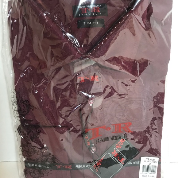TR Premium Menswear LS Dress Shirt $189 Burgundy PRICE FIRM! - Picture 2 of 5
